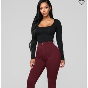 Maroon Fashion Nova Jeans